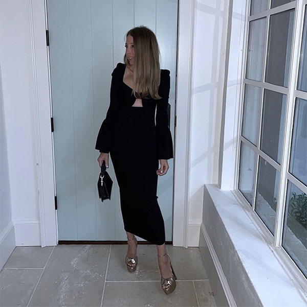 black midi dress
