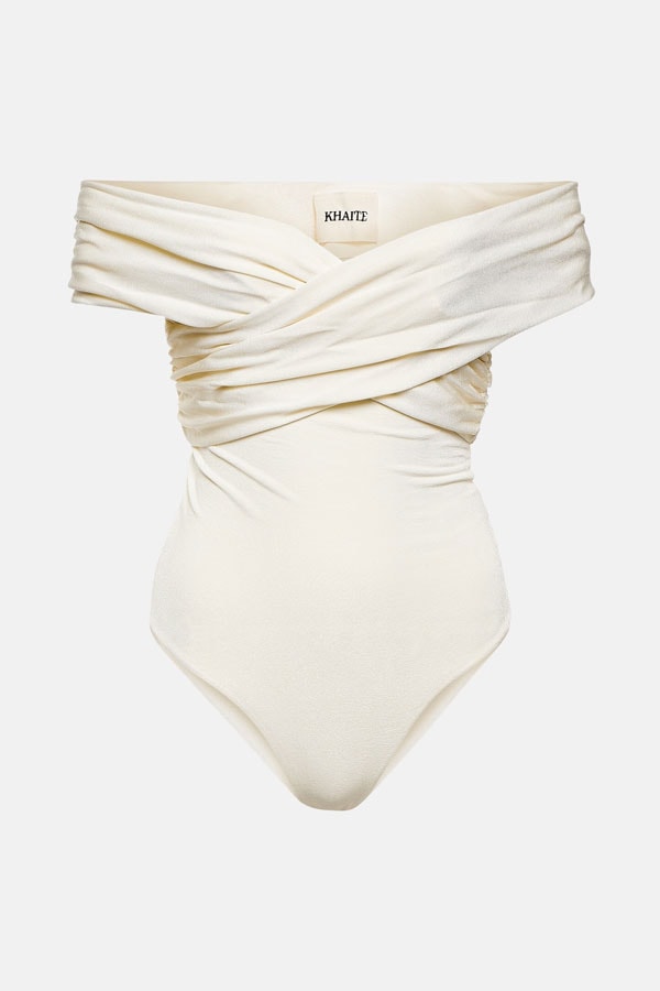 KHAITE Rafael off-shoulder crêpe bodysuit