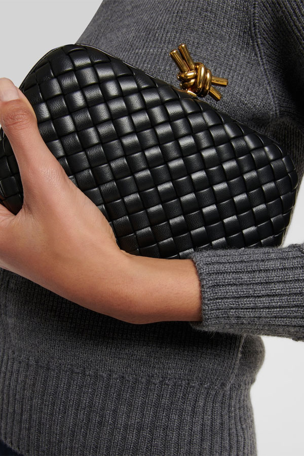 BOTTEGA VENETA Knot Intreccio leather clutch