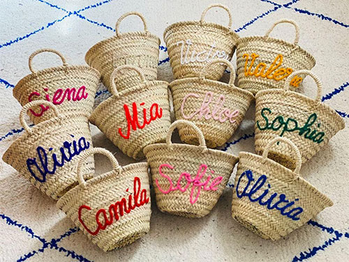 custom name woven baskets