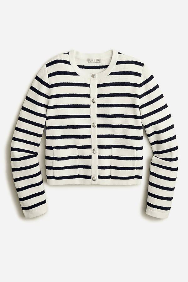 Emilie patch-pocket sweater lady jacket in stripe