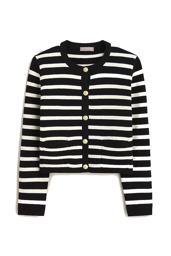 J. Crew Emilie patch-pocket sweater lady jacket in stripe