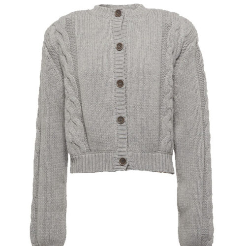 gray cableknit sweater