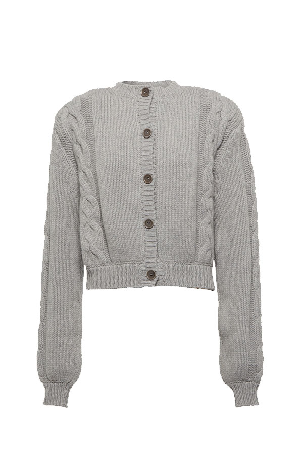 gray cableknit sweater