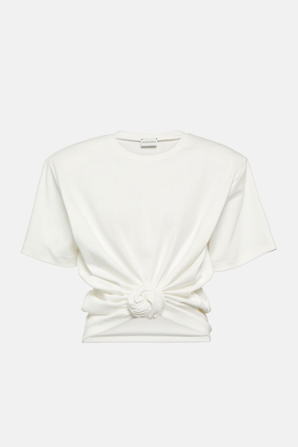 MAGDA BUTRYM Knotted cotton-blend crop top